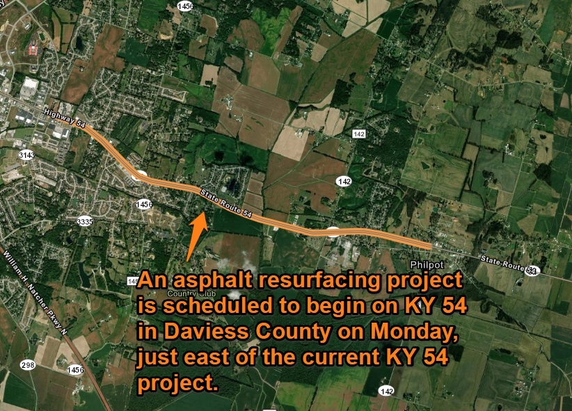 KY 54 resurfacing begins monday between Owensboro and Philpot