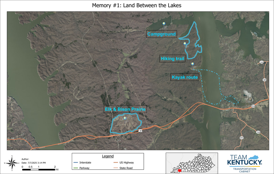 Memory 1 map: Land between the lakes