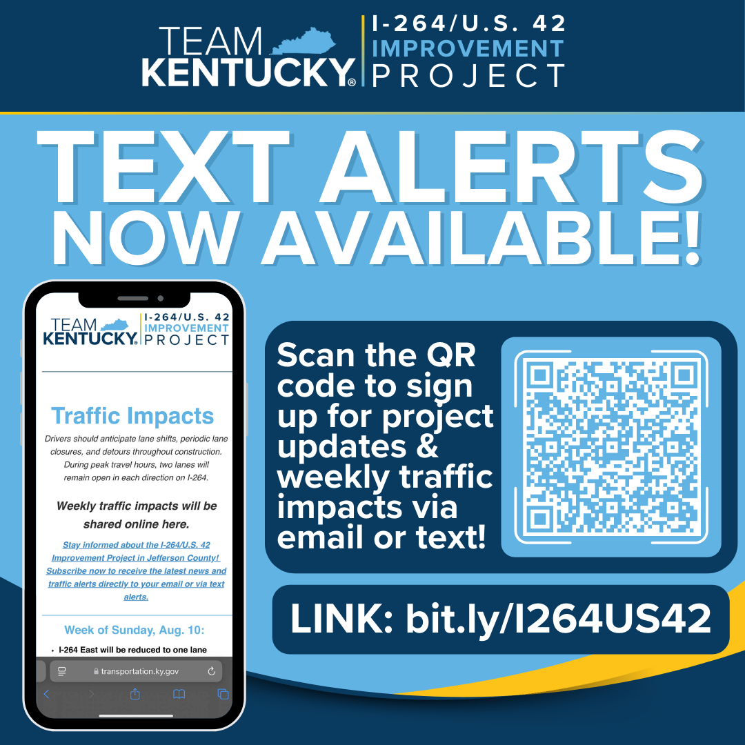 I-264 Widening and Improvement Project - Text Alert Graphic