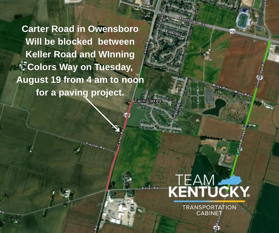 Carter Road paving tomorrow