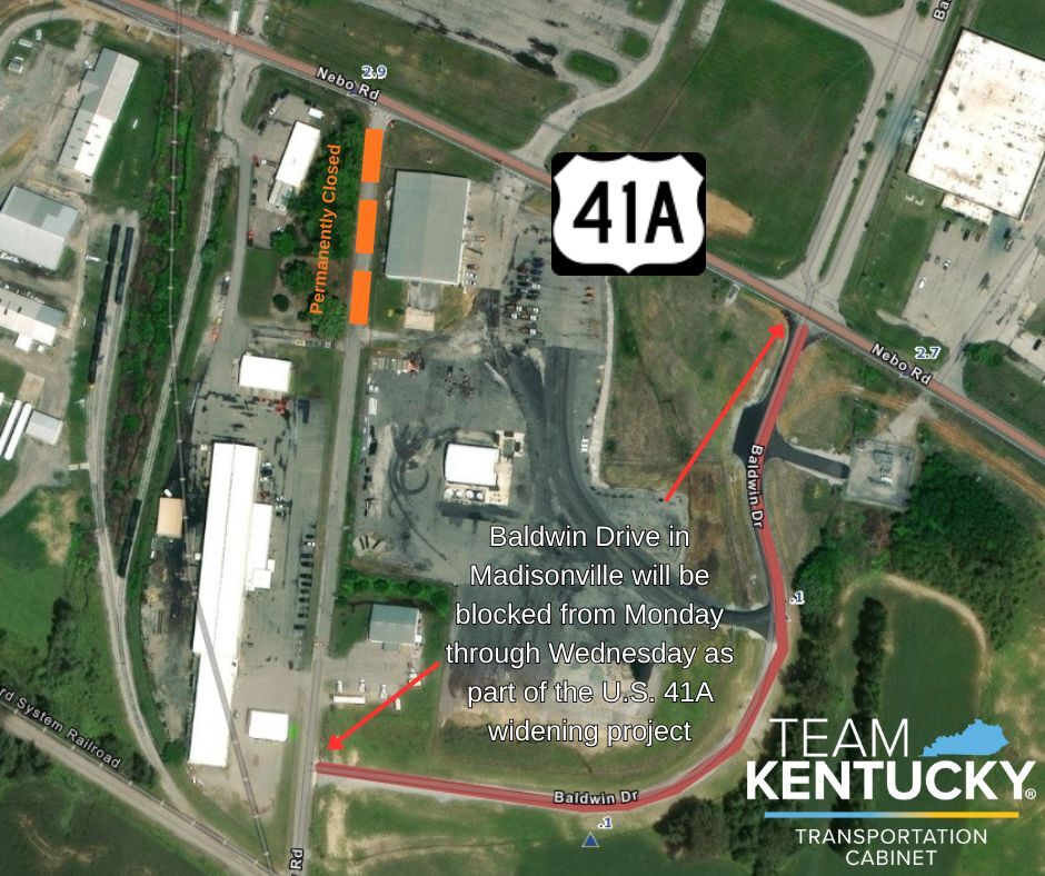 U.S. 41A work in Madisonville to block Baldwin Drive
