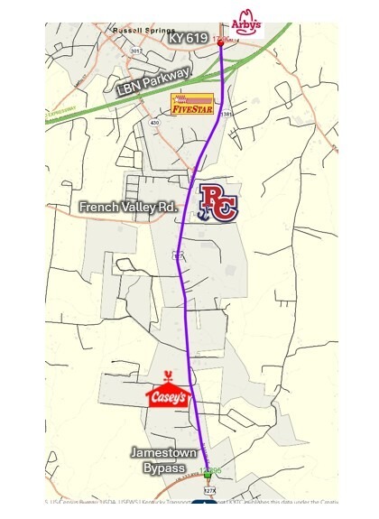 Russell County US 127 Project Area Map