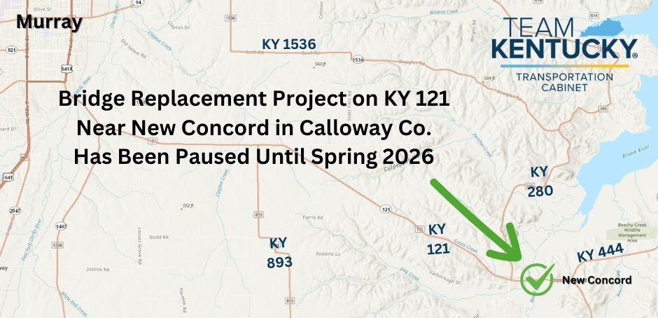 MAP of KY 121 near New Concord in Calloway Co.