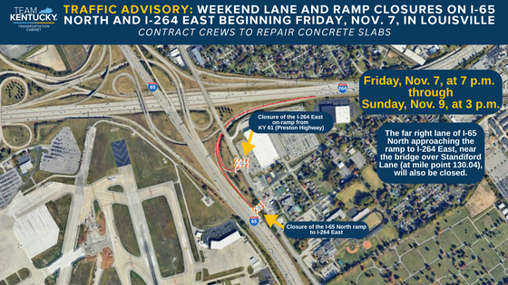 11072025 I-65 and I-264 Lane and Ramp Closures - Jefferson
