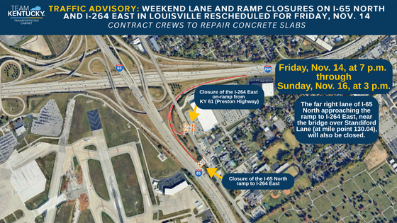 11142025 I-65 and I-264 Lane and Ramp Closures - Jefferson