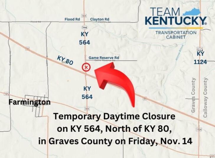 MAP of KY 564 North of KY 80 in Graves County