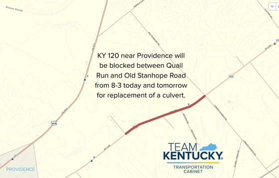 KY 120 blocked today and tomorrow