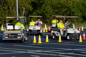 Students navigate roundabout