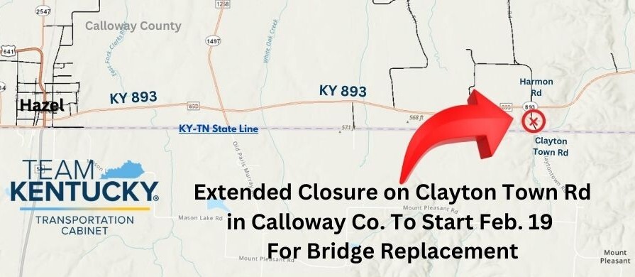 MAP of Clayton Town Road Near KY 893/State Line Road in Calloway County