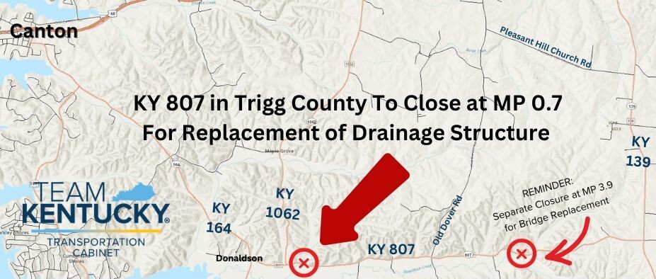 MAP of KY 807 Near KY 1062 in Trigg County