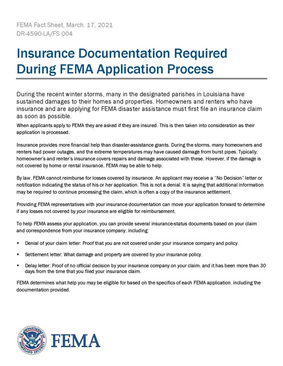 FEMA Disaster Assistance for Winter Damage Not Covered Homeowners and Renters Insurance