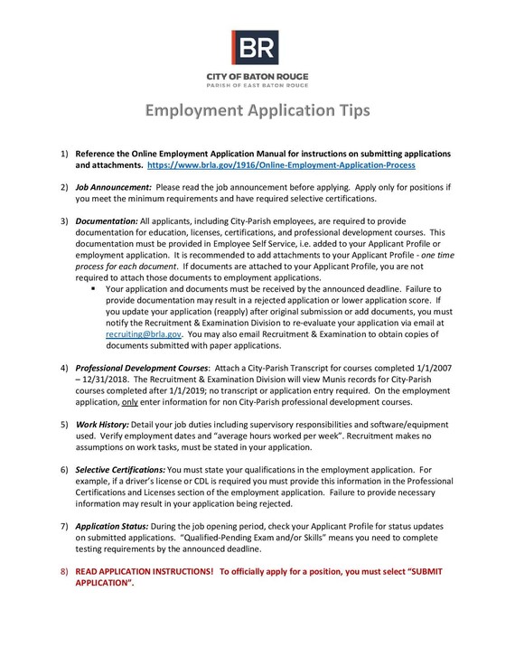 employment application tips