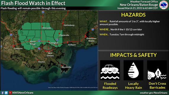 Weather Alert: Severe Weather/Flash Flood Watch in Effect Tuesday 03-22 ...