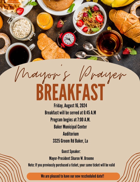 Mark Your Calendars for the New Prayer Breakfast Date!!