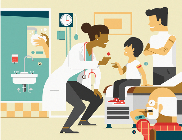 Flu shot and prevention scene