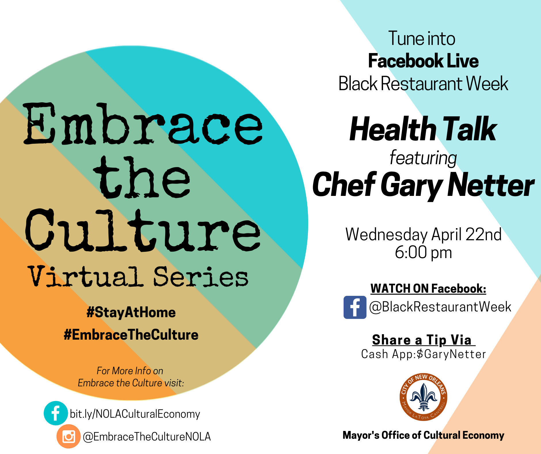Embrace the Culture Flyer Gary Netter Cooking Demonstration April 22