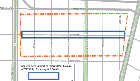 Intermittent Road Closures on North Villere Street  