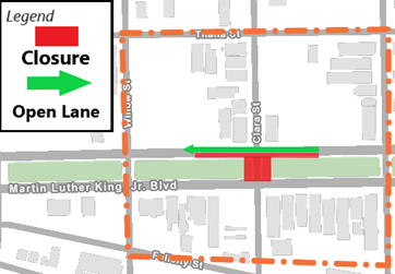 Temporary Lane Closures on Martin Luther King Jr. Boulevard