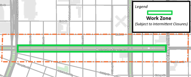Intermittent Lane Closures on Martin Luther King Jr. Boulevard
