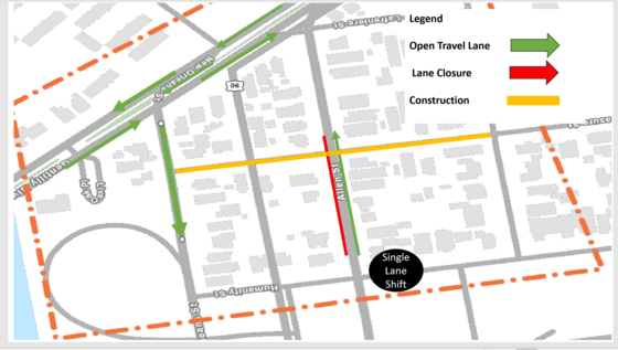 Temporary Lane Shifts Extended For Allen Street and Pleasure Street