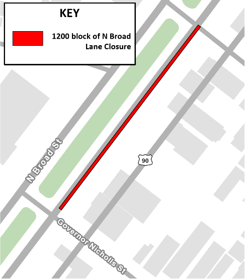 Temporary Lane Closure at 1200 North Broad Street