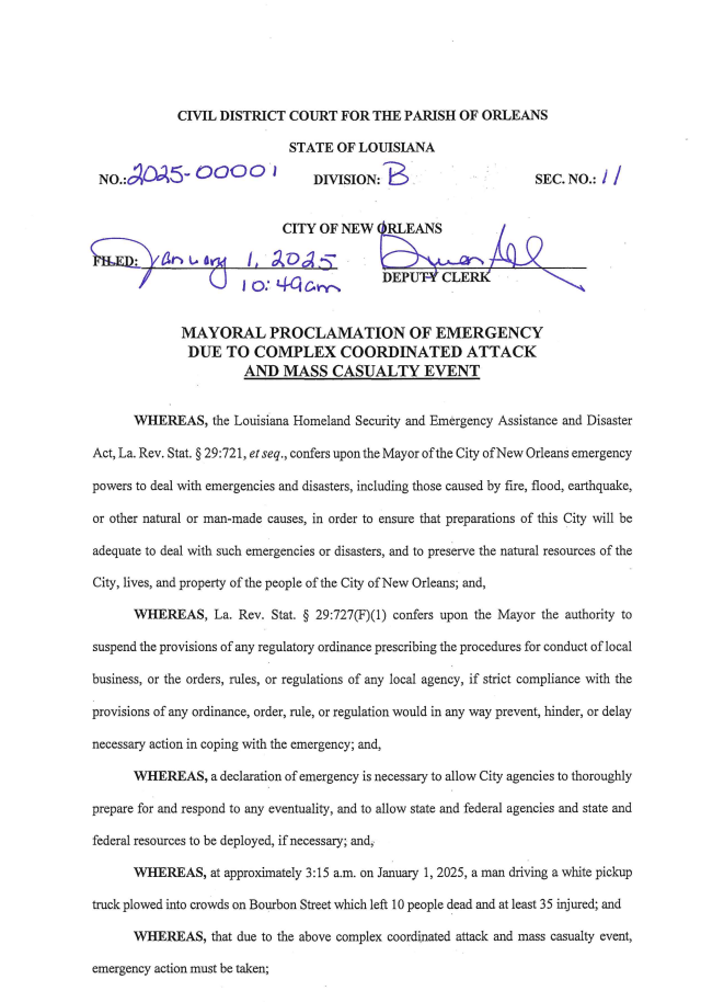 Mayor's Emergency Declaration