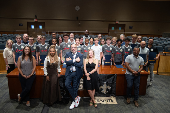 Jp Morrell with Spartans FC players