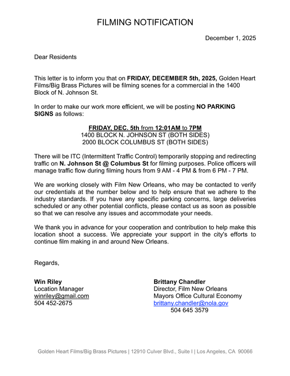 Filming Notice 12.5