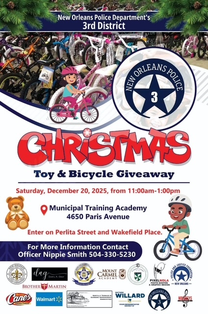 NOPD 3rd District Toy Bike Giveaway
