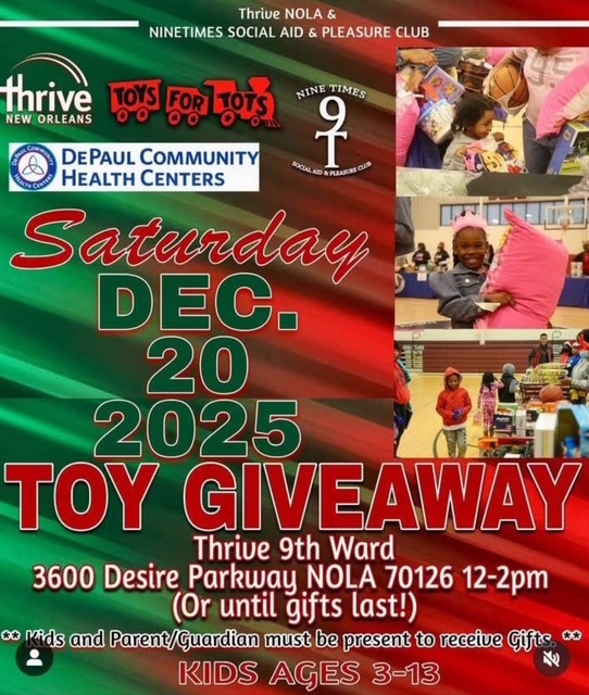 Thrive NOLA & NineTimes Social Aid & Pleasure Club Toy Giveaway