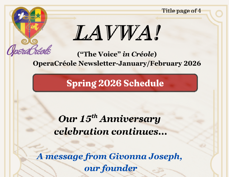 Opera Creole Newsletter