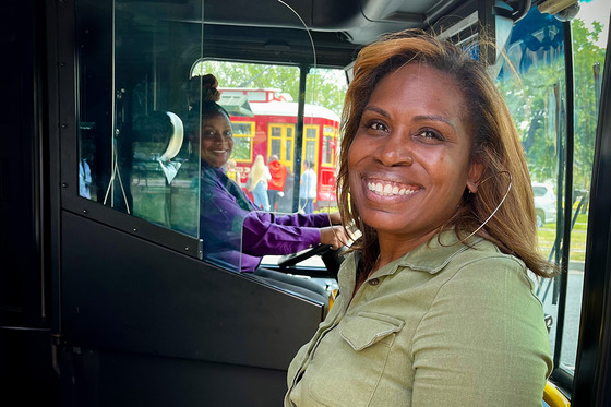 Rider boarding bus