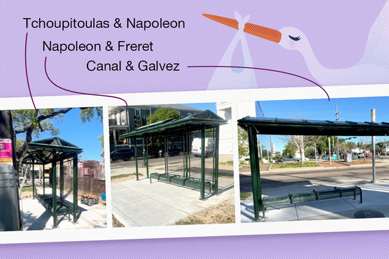 Collage of recently built bus shelters