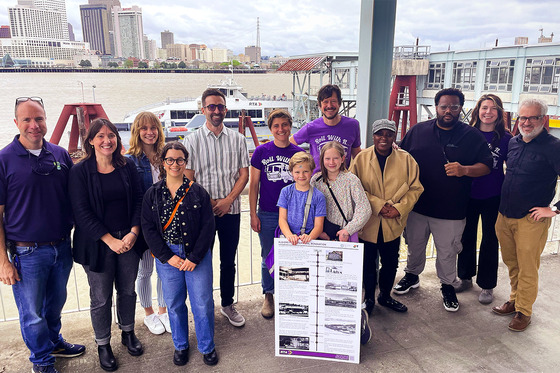 Group shot at site of new ferry terminal