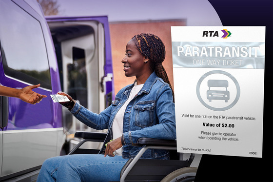 Rider using paratransit ticket