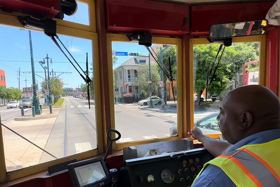 Streetcar operator on the Rampart line