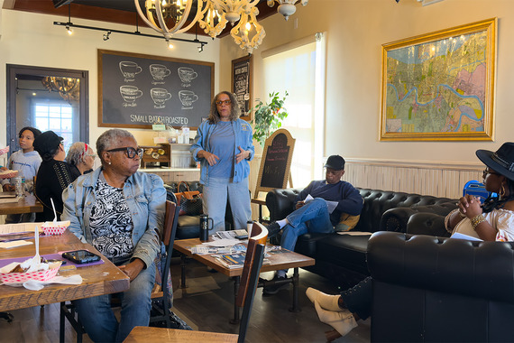 RTA CEO Lona Hankins speaks with New Orleans East residents