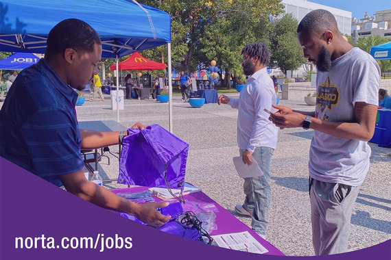 Job fair attendees at RTA table