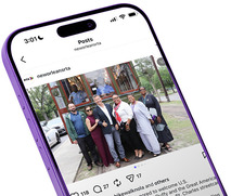 Phone with social media post