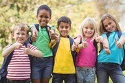 Children wearing backpacks 