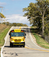 School bus in a rural neighborhood 