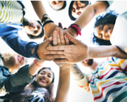 Student's Hands Together in a Circle 