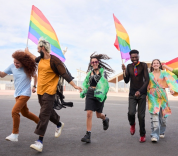 Group of students with pride flags