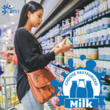 CDPH - Choose Pasteurized Milk - Woman shopping for milk at the grocery store