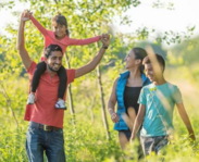 Family Outdoors Exercising 