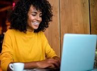 Person completing survey on computer