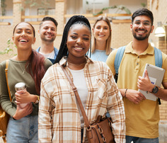 Group of friends in college 