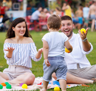 Family having fun outside