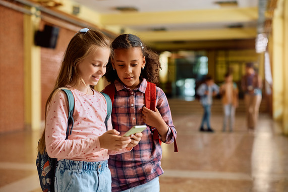 Kids Using Phone at School