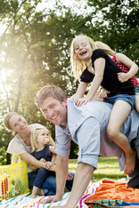 Family having fun outside